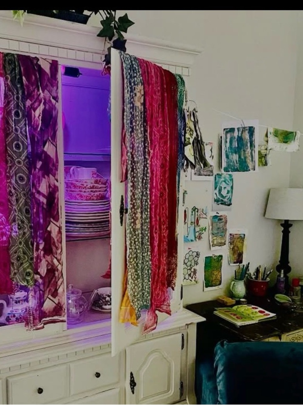 Boho Multi-Scarf Display in Vibrant Jewel Tones